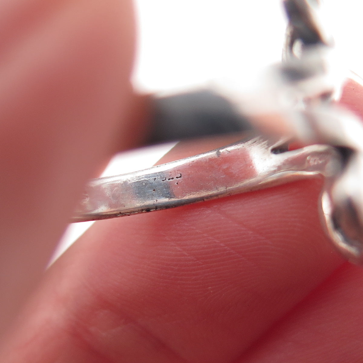 925 Sterling Silver Vintage Modernist Spiral Oxidized Ring Size 8.75