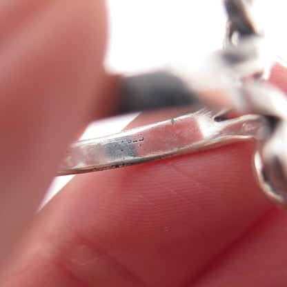 925 Sterling Silver Vintage Modernist Spiral Oxidized Ring Size 8.75