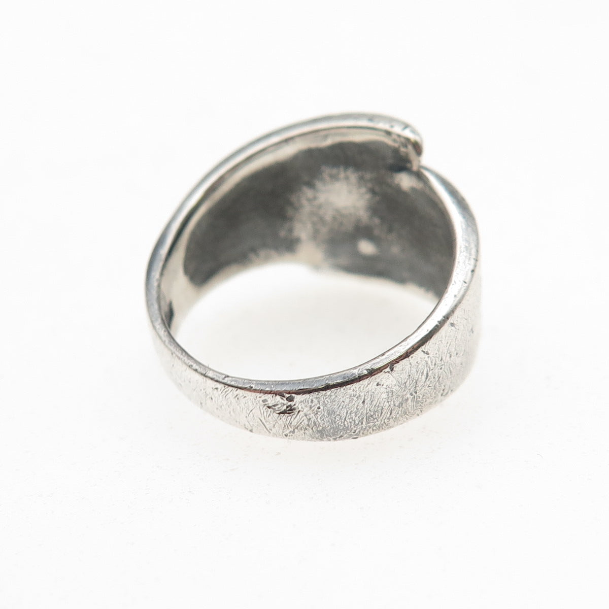 925 Sterling Silver Vintage Modernist Ribbed Oxidized Ring Size 5.75