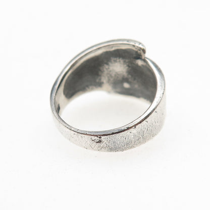 925 Sterling Silver Vintage Modernist Ribbed Oxidized Ring Size 5.75
