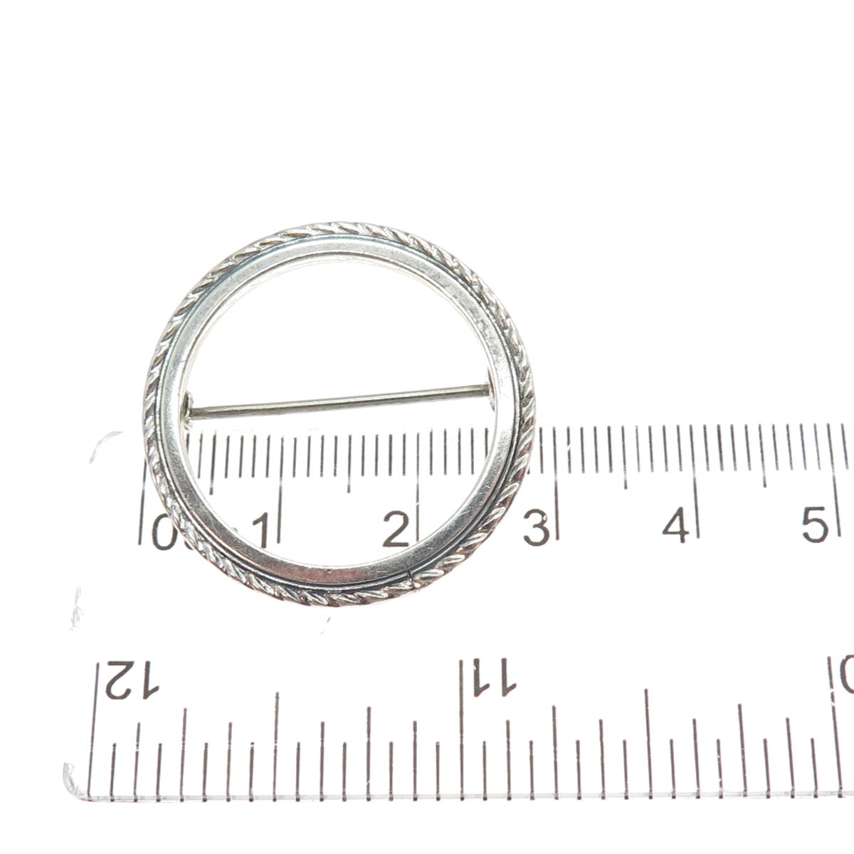 925 Sterling Silver Vintage Circle of Life Oxidized Pin Brooch