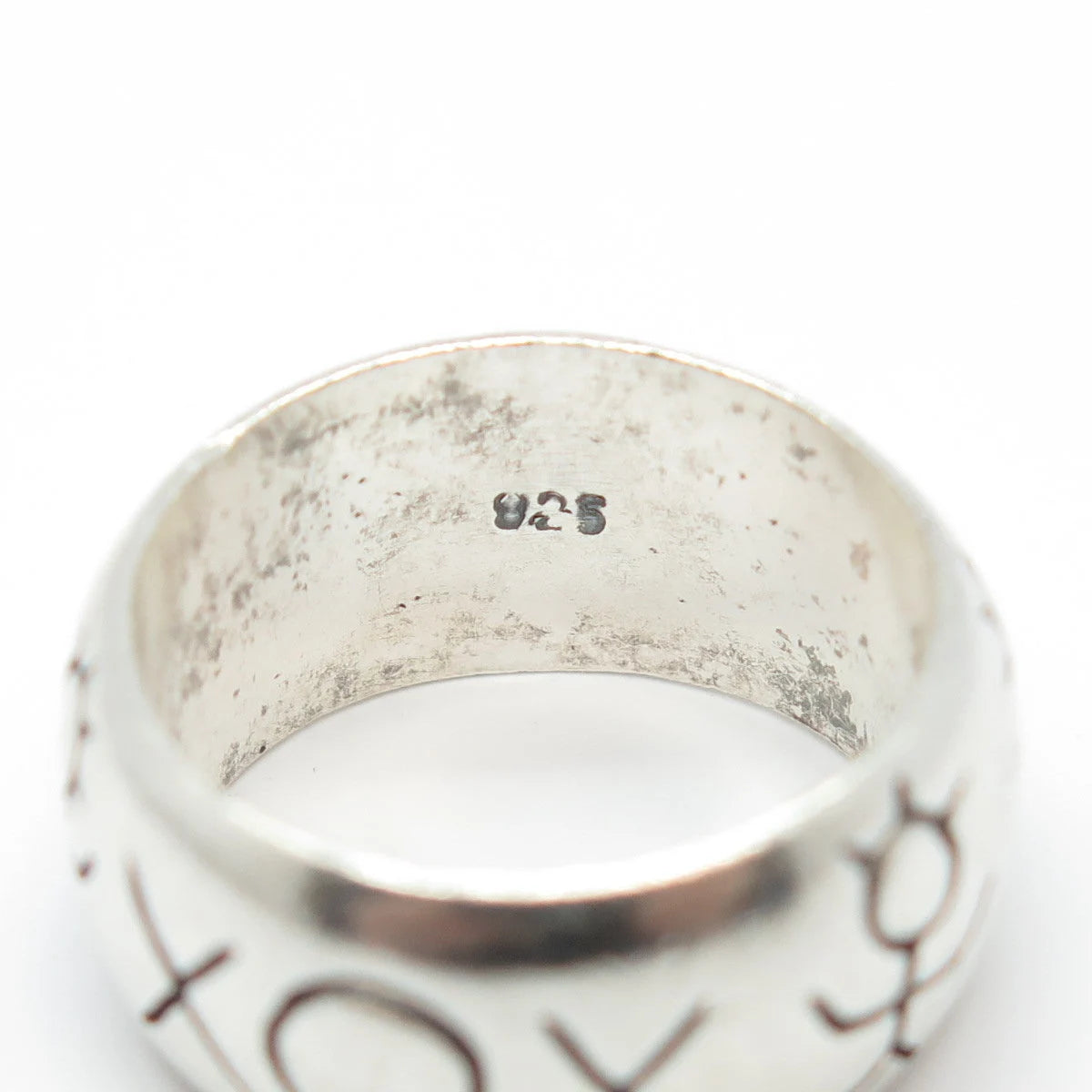 925 Sterling Silver Vintage "XOX" Girl & Boy Band Ring Size 6.25