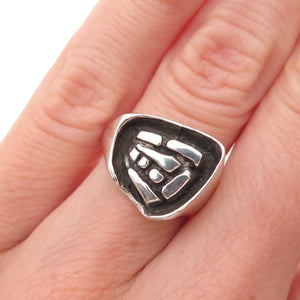 Gerald Stinn 925 Sterling Silver Vintage Modernist Oxidized Ring Size 5