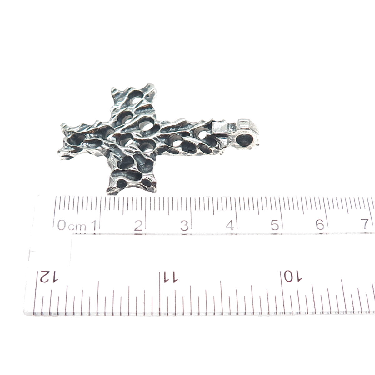 925 Sterling Silver Vintage Modernist Cross Oxidized Charm Pendant