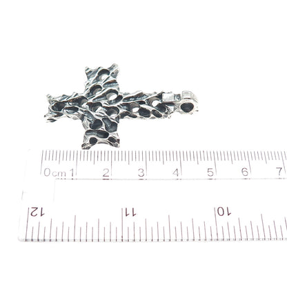 925 Sterling Silver Vintage Modernist Cross Oxidized Charm Pendant