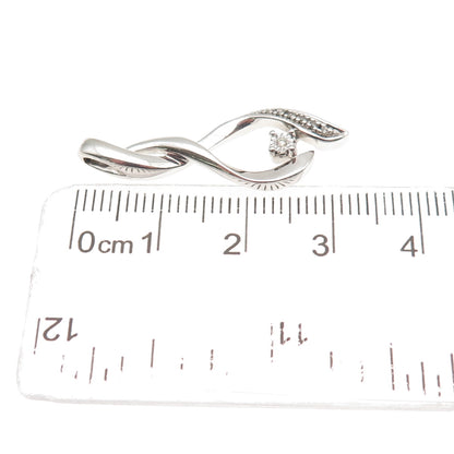 925 Sterling Silver Real Round-Cut Diamond Twisted Charm Pendant