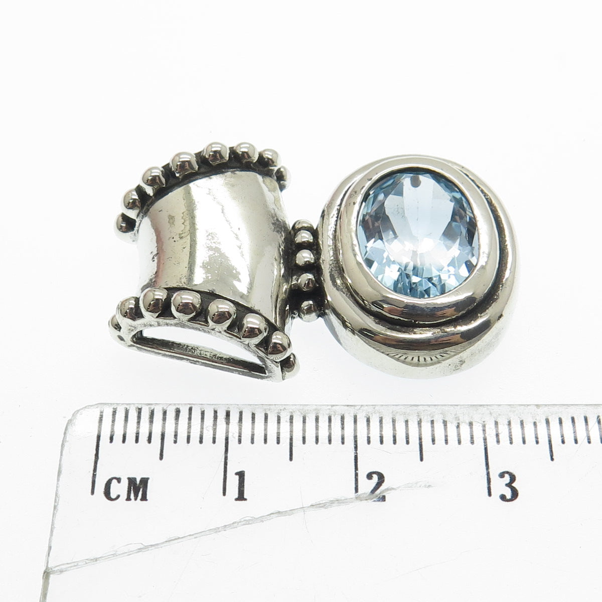 CHATEAU D'ARGENT 925 Sterling Silver Vintage Real Oval-Cut Blue Topaz Pendant