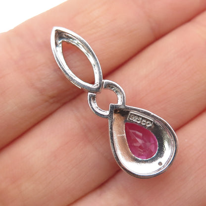 925 Sterling Silver Real Diamond Accent & Pink Topaz Twisted Slide Pendant