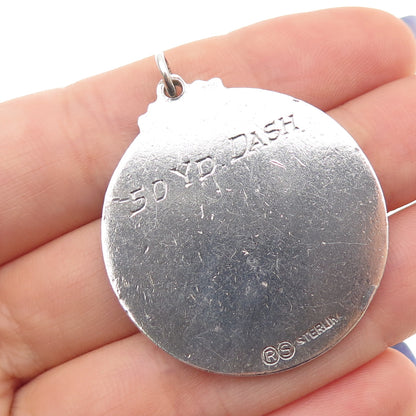 925 Sterling Silver Antique Art Deco Enamel Hoboken Athletic Meet Medal Pendant