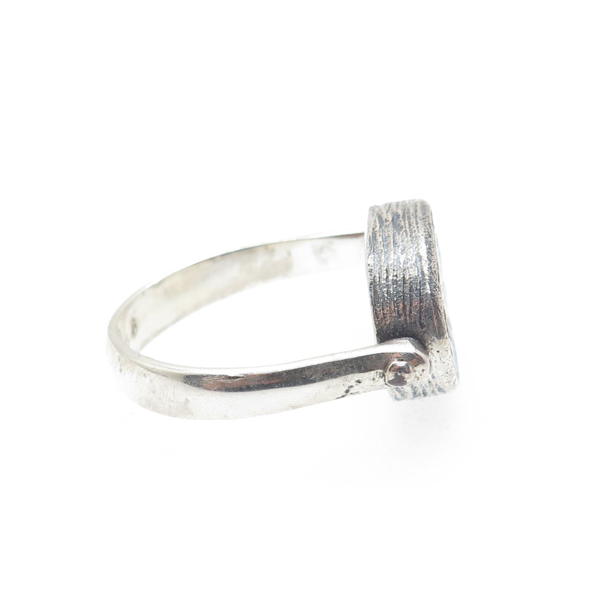 SAMUEL BENHAM 925 Sterling Silver Vintage Real Diamond Inlay Ring Size 6.25