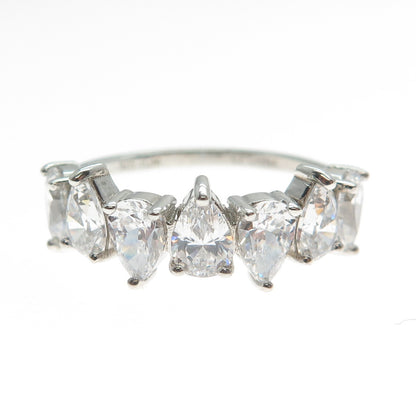 JCM JACMEL MAURITIUS 925 Sterling Silver Pear-Cut Shaped C Z Ring Size 8.25