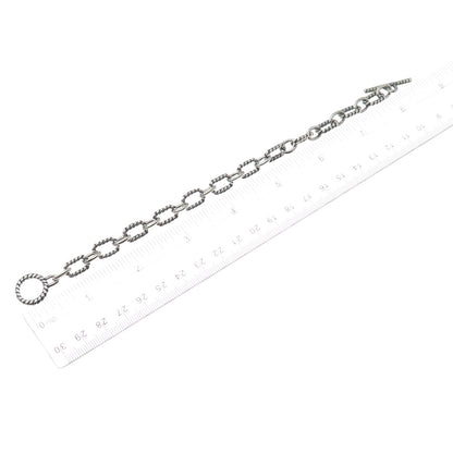 925 Sterling Silver Vintage Cable Link Oxidized Bracelet 7.25"
