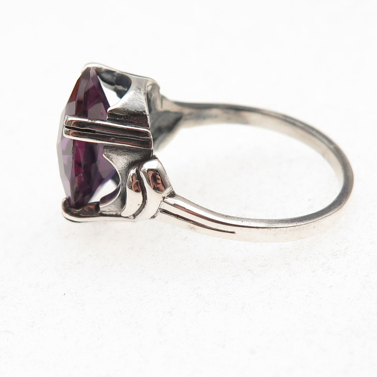 Tommy Long Sterling Silver Vintage Lab-Created Peacock Sapphire Ring Size 10.75