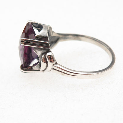 Tommy Long Sterling Silver Vintage Lab-Created Peacock Sapphire Ring Size 10.75