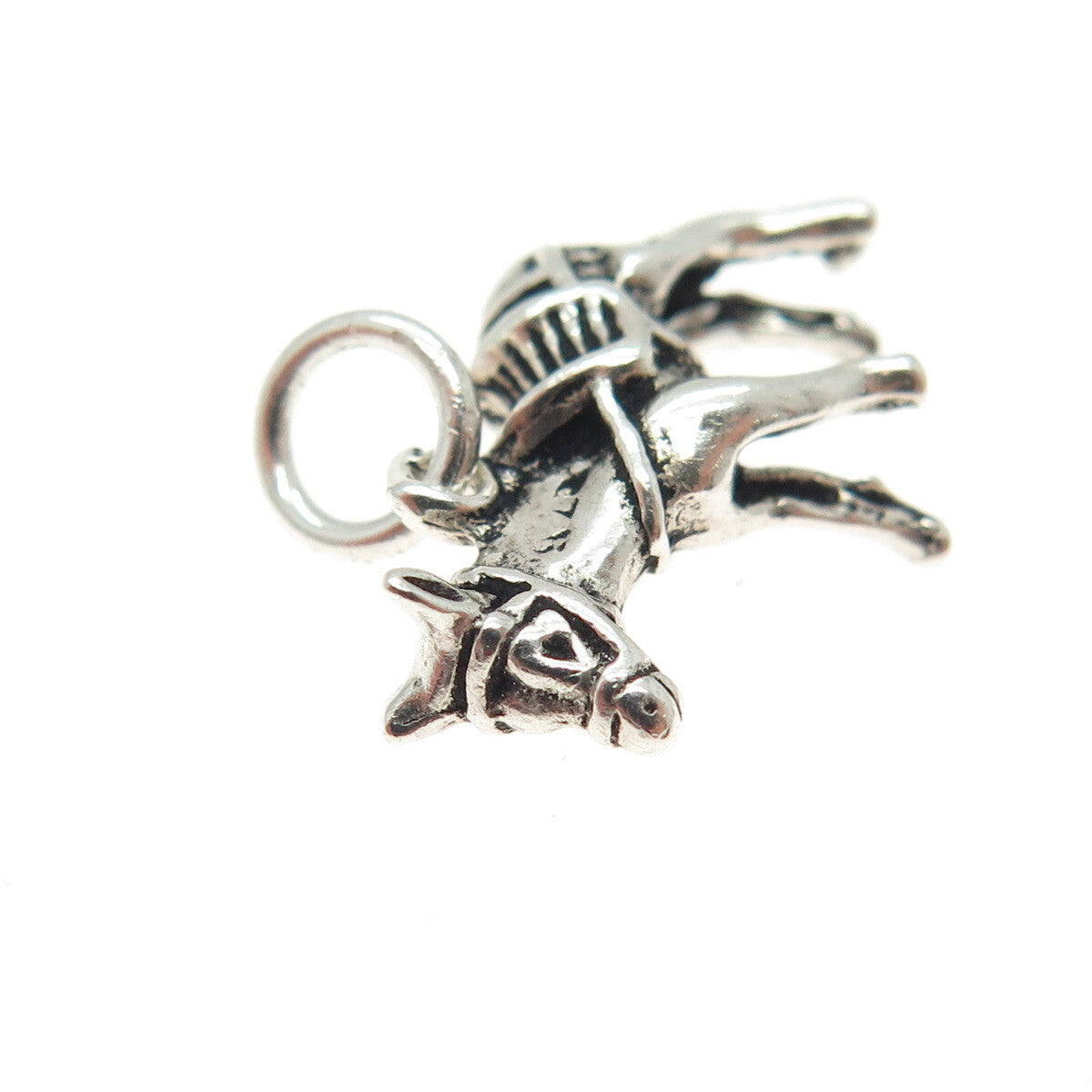 925 Sterling Silver Vintage Ponny Oxidized Minimalist 3D Charm Pendant