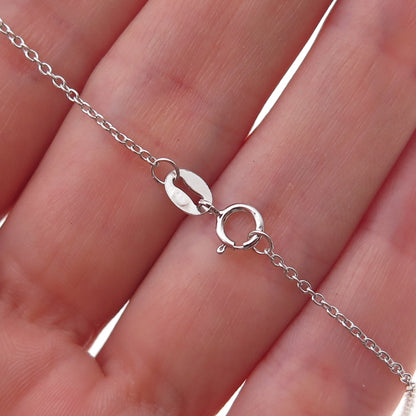 Jane Seymour Sterling Silver Real Diamond Angel Heart Cable Chain Necklace 18"