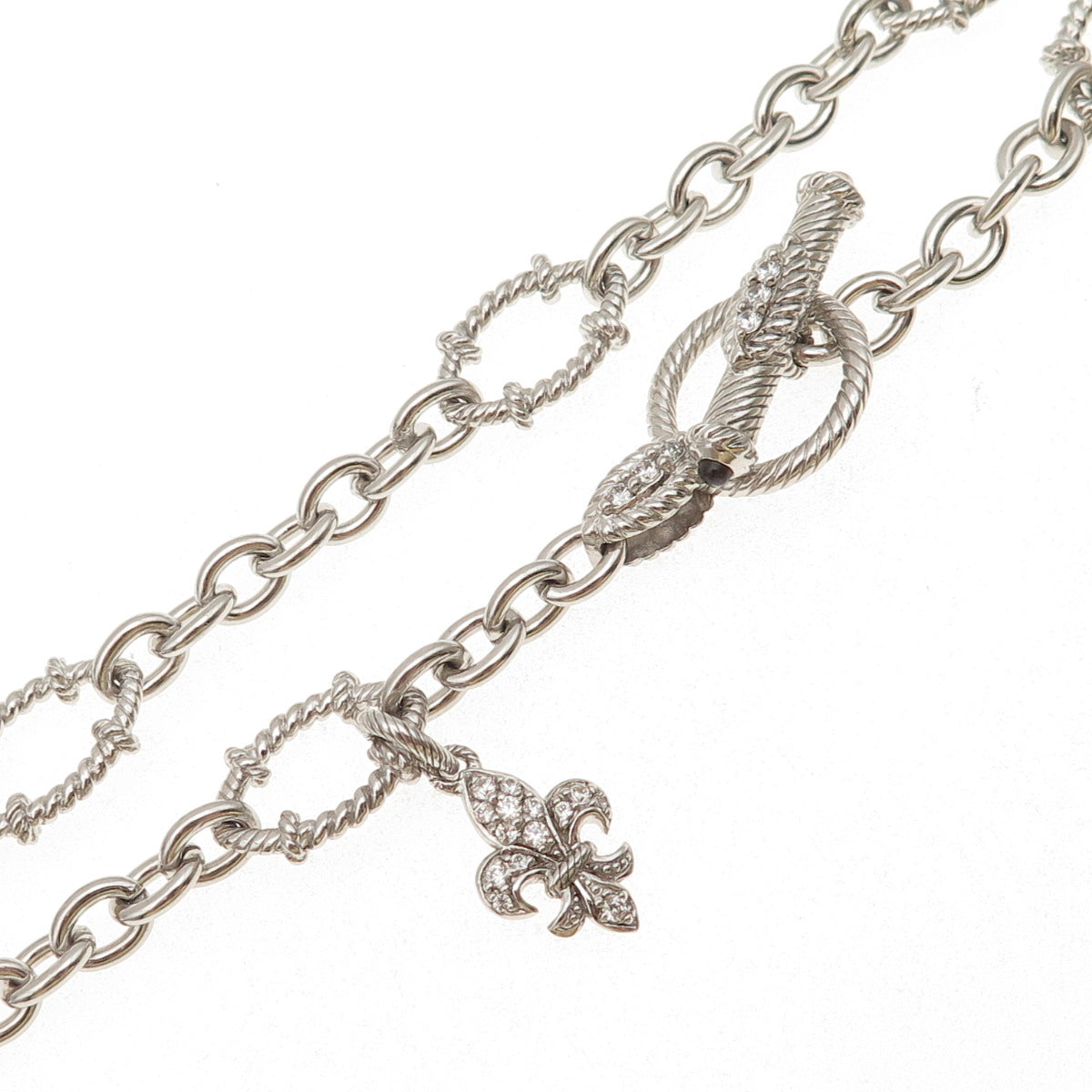 Judith Ripka Sterling Silver Real Smoky Quartz & C Z Fleur de Lis Necklace 18"