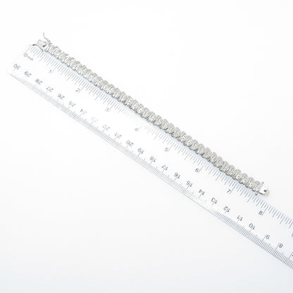 ROSS SIMONS 925 Sterling Silver Real Diamond Accent Bow Link Bracelet 7.25"