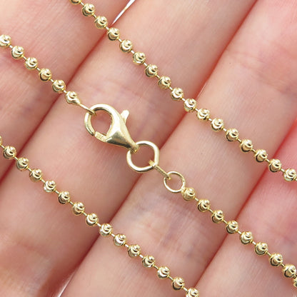 925 Sterling Gold Plated SPI Italy Diamond-Cut Ball Beaded Chain Necklace 28"