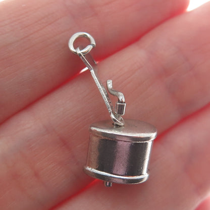 925 Sterling Silver Antique Art Deco Coffee Grinder Minimalist Charm Pendant