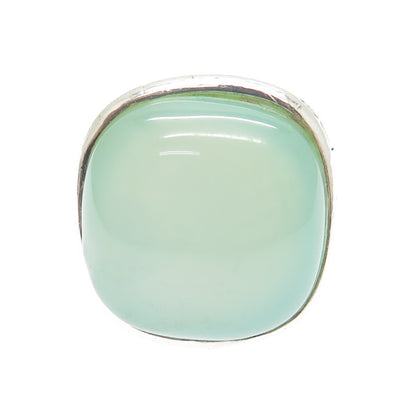Old Pawn 925 Sterling Silver Vintage Cabochon Chalcedony Oxidized Ring Size 6.5