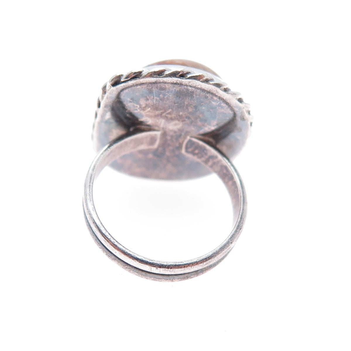 Old Pawn Sterling Silver OLG Artisan Agate Southwestern Tribal Ring Size 5.25