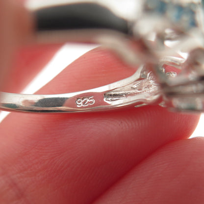 925 Sterling Silver Real Sleeping Beauty Turquoise & Apatite Ring Size 8