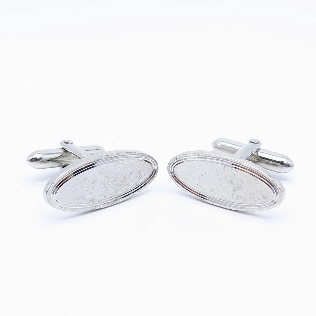 925 Sterling Silver Vintage Swank Textured Oval Cufflinks