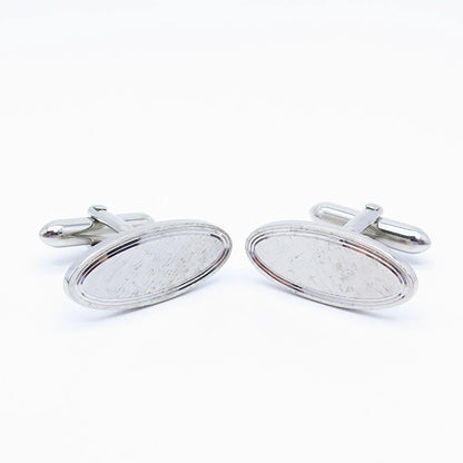925 Sterling Silver Vintage Swank Textured Oval Cufflinks