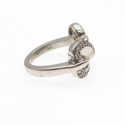 Jane Seymour 925 Sterling Silver Real Diamond Open Heart Ring Size 6.75