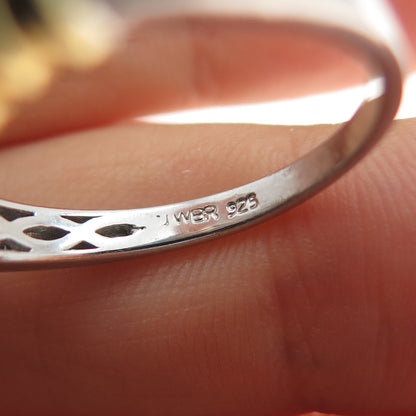 925 Sterling Silver 2-Tone Real Round-Cut Diamond Ring Size 9.25