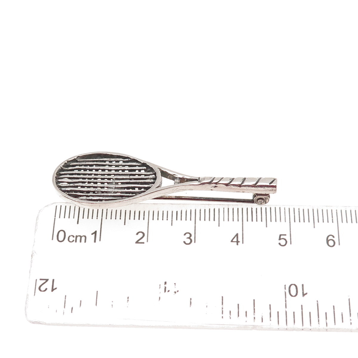 Boma 925 Sterling Silver Vintage Tennis Racket Oxidized Pin Brooch