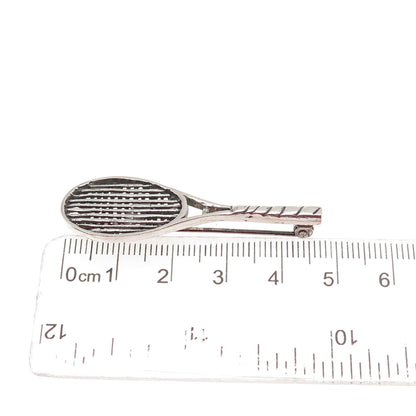 Boma 925 Sterling Silver Vintage Tennis Racket Oxidized Pin Brooch