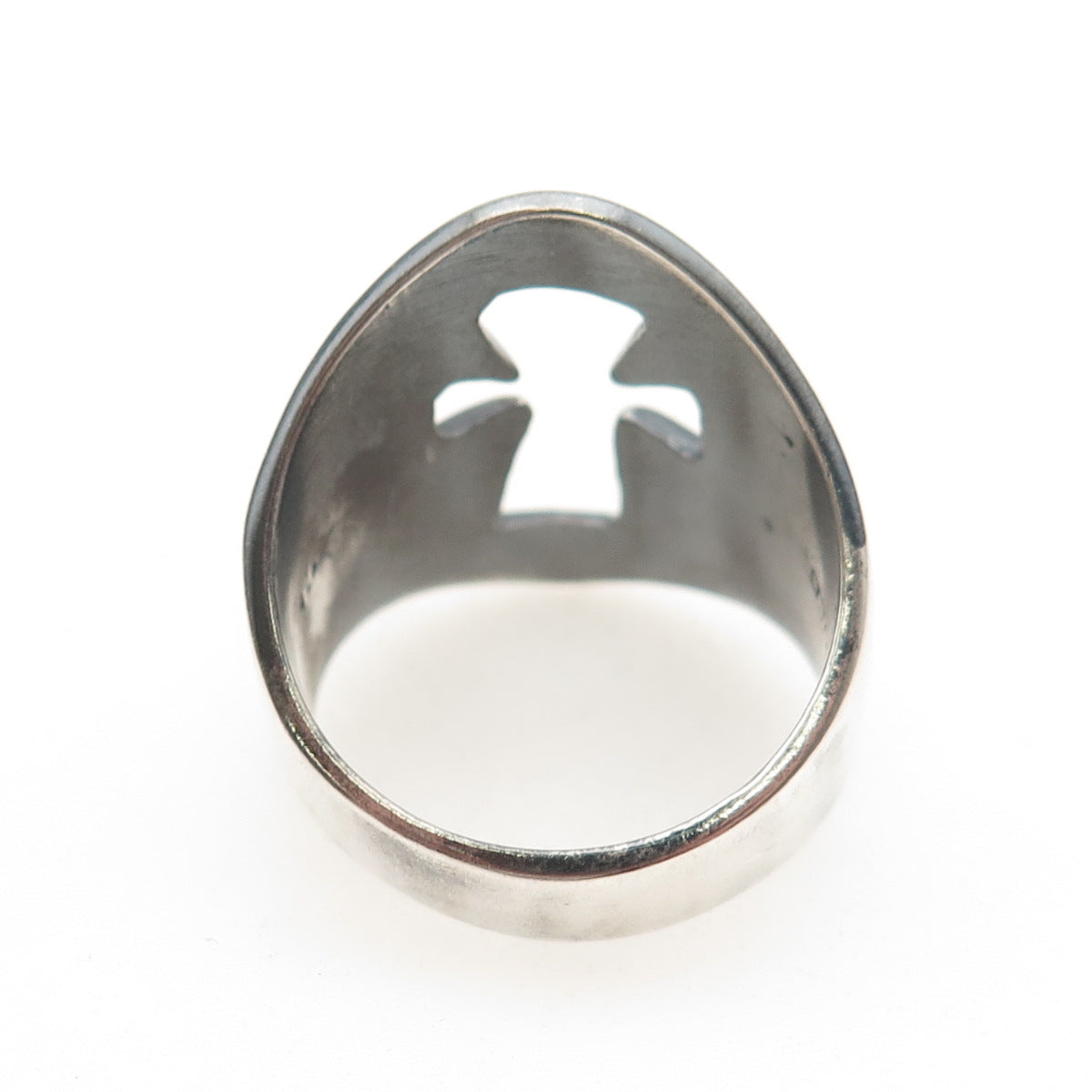 925 Sterling Silver Vintage Mexico Cross Oxidized Ring Size 13