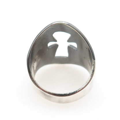 925 Sterling Silver Vintage Mexico Cross Oxidized Ring Size 13