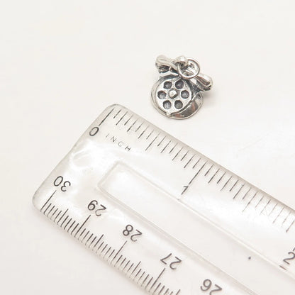 925 Sterling Silver Vintage Old Telephone 3D Charm Pendant