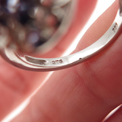 Chuck Clemency 925 Sterling Silver Real Oval & Round-Cut Tanzanite Ring Size 8