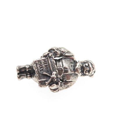 Terranova 925 Sterling Antique Santa Merry Christmas Movable Mini 3D Pendant