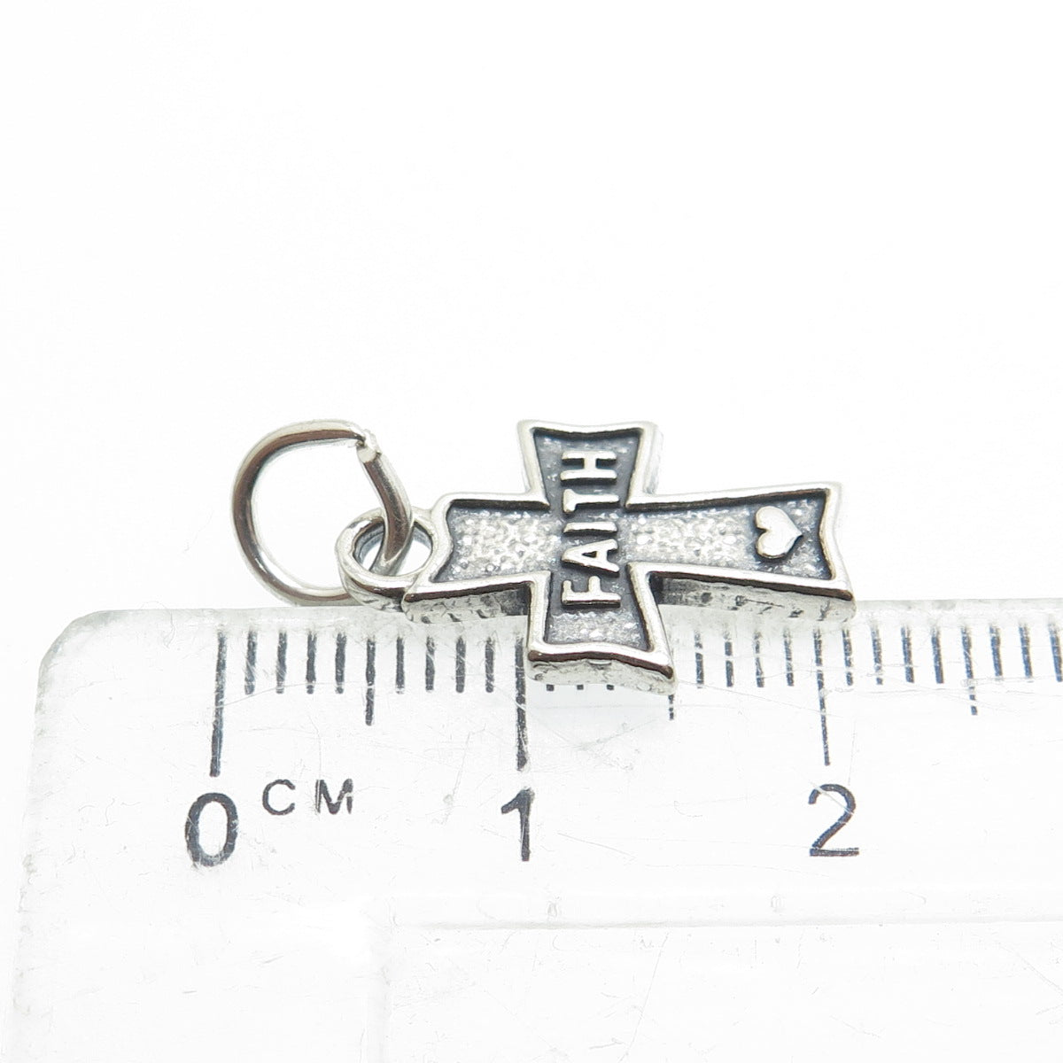 SUNDANCER 925 Sterling Silver Vintage "Faith" Cross Religious Minimalist Pendant
