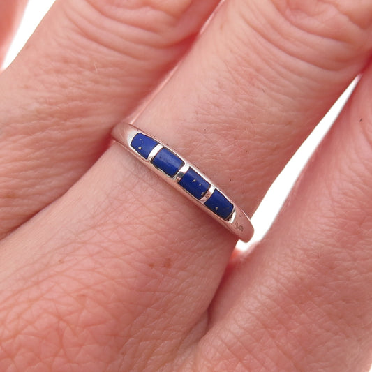 Silver Cloud Old Pawn 925 Sterling Vintage Southwestern Lapis Ring Size 7.25