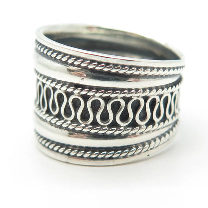 925 Sterling Silver Vintage Eternal Curve Wide Ring Size 7.75