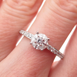 DSMK 925 Sterling Silver Round & Marquise-Cut C Z Engagement Ring Size 7.25