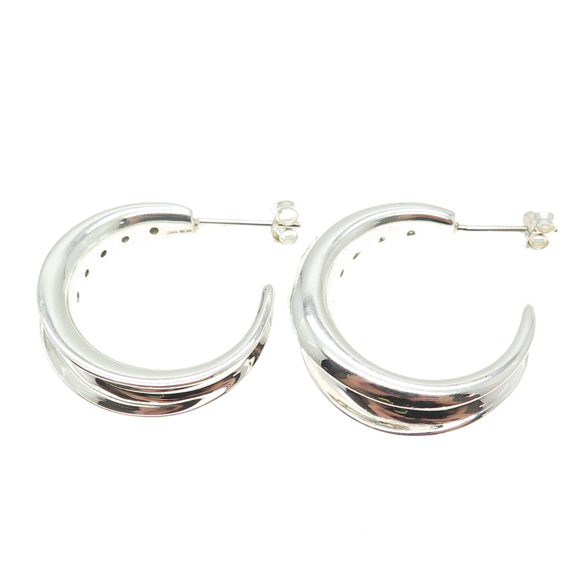 ROBERT LEE MORRIS 925 Sterling Silver Real Round-Cut Diamond Hoop Earrings