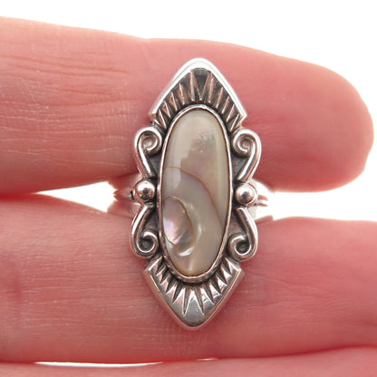 Bell Trading Post Old Pawn 925 Sterling Silver Vintage Abalone Shell Ring Size 5