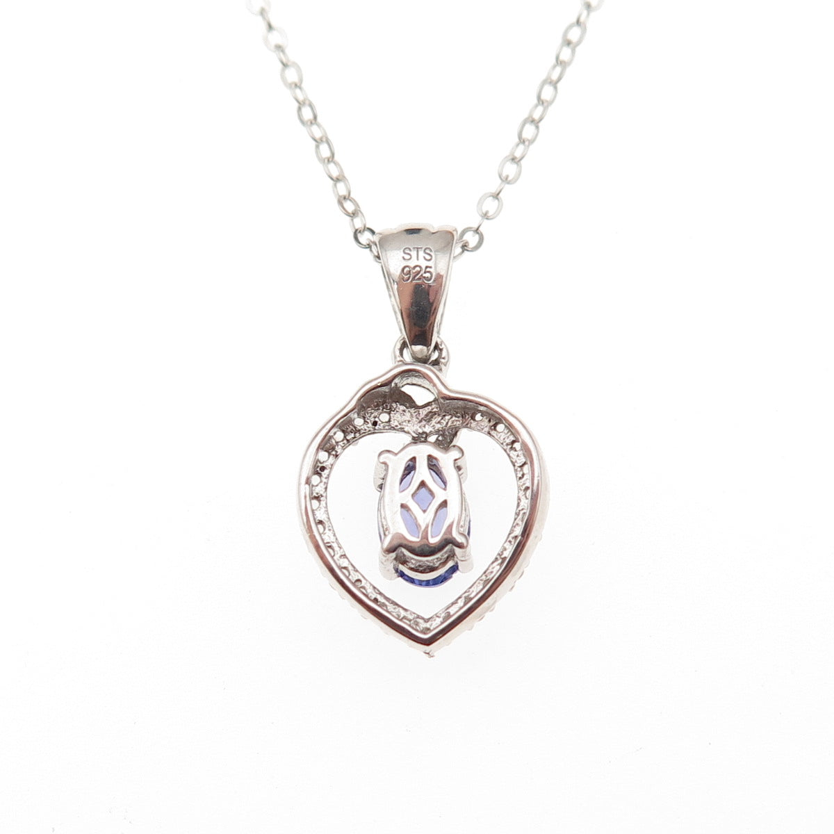 Chuck Clemency 925 Sterling Silver Real Tanzanite Topaz Heart Chain Necklace 20"