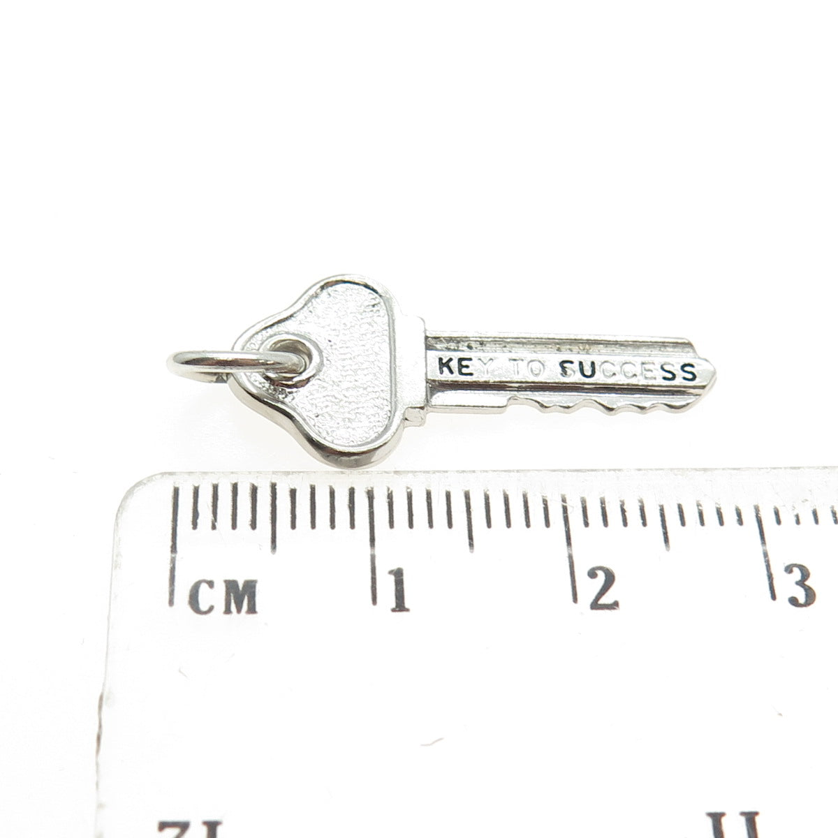WELLS 925 Sterling Silver Vintage "Key to Success" 3D Charm Pendant