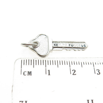 WELLS 925 Sterling Silver Vintage "Key to Success" 3D Charm Pendant