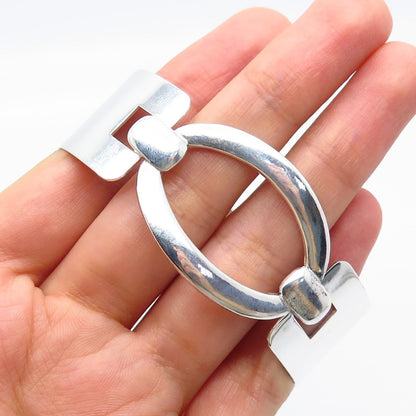 925 Sterling Silver Vintage Wide Bangle Bracelet 6.5"