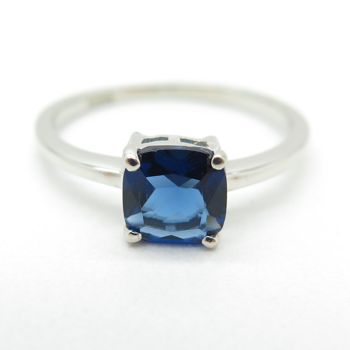 DAZZLERS 925 Sterling Silver Nano Sapphire Minimalist Ring Size 8