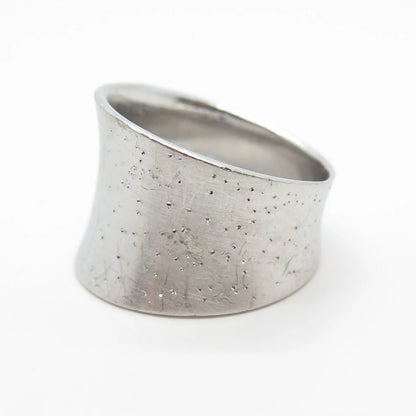 925 Sterling Silver Vintage Textured Wide Ring Size 7